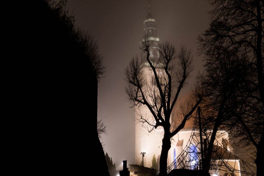 Nebelspaziergang im Dezember – Mönchsberg Salzburg Bäume und Müllner Kirche