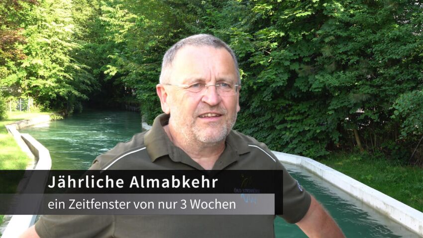 Videostill aus dem Film – Kleinwasserkraftwerk am Almkanal "Eine Welle für den Klimaschutz" von Hans-Peter Traunig